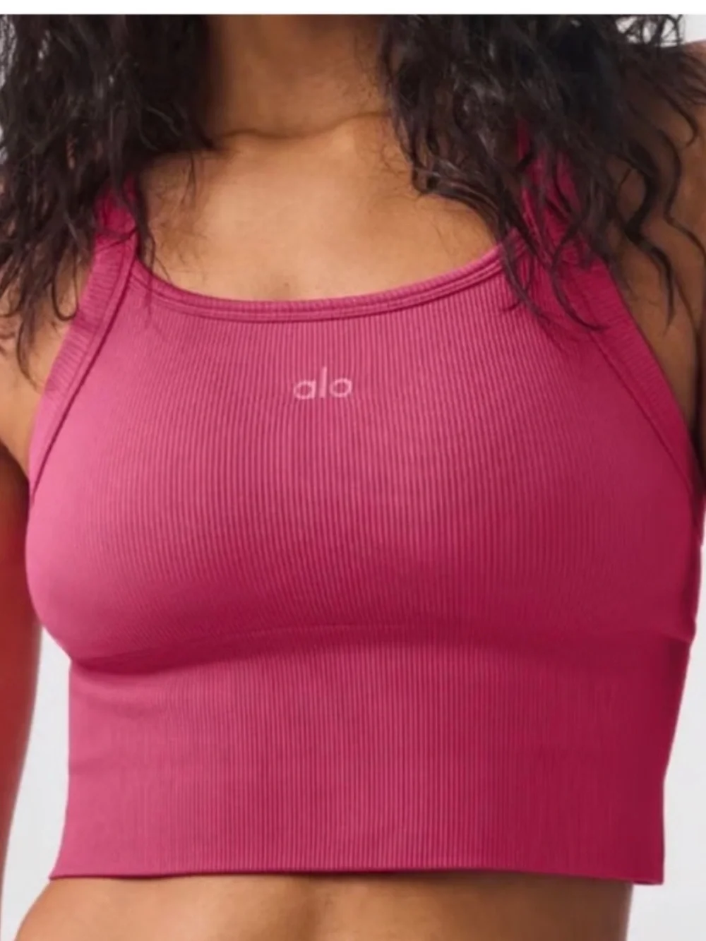 ALO Yoga Hot Pink Ribbed Sports Bra